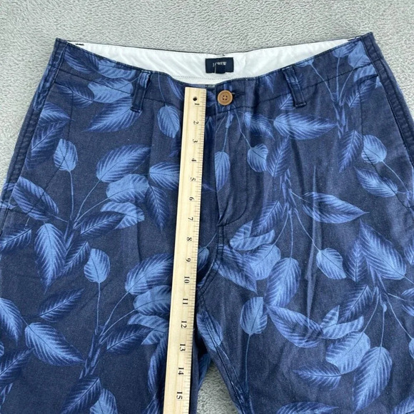 J.Crew Mens Navy Blue Leaf Print Casual Shorts Size 34W Cotton Blend 3594 - Picture 4 of 8